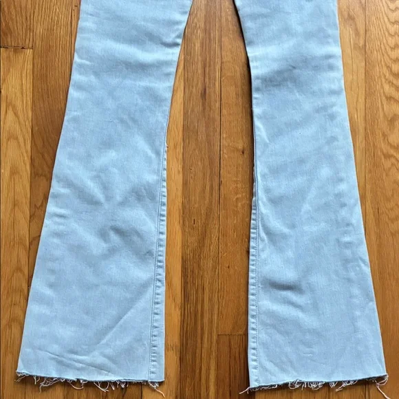 Frame Le High Flare Jeans 25 Light Wash Stretch Raw Hem Boho High Rise - Picture 12 of 14